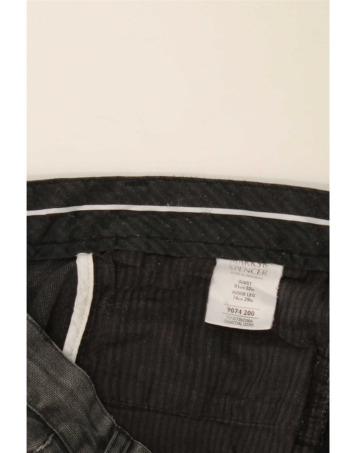 Marks & Spencer Mens Straight Casual Trousers W32 L29 Grey Cotton