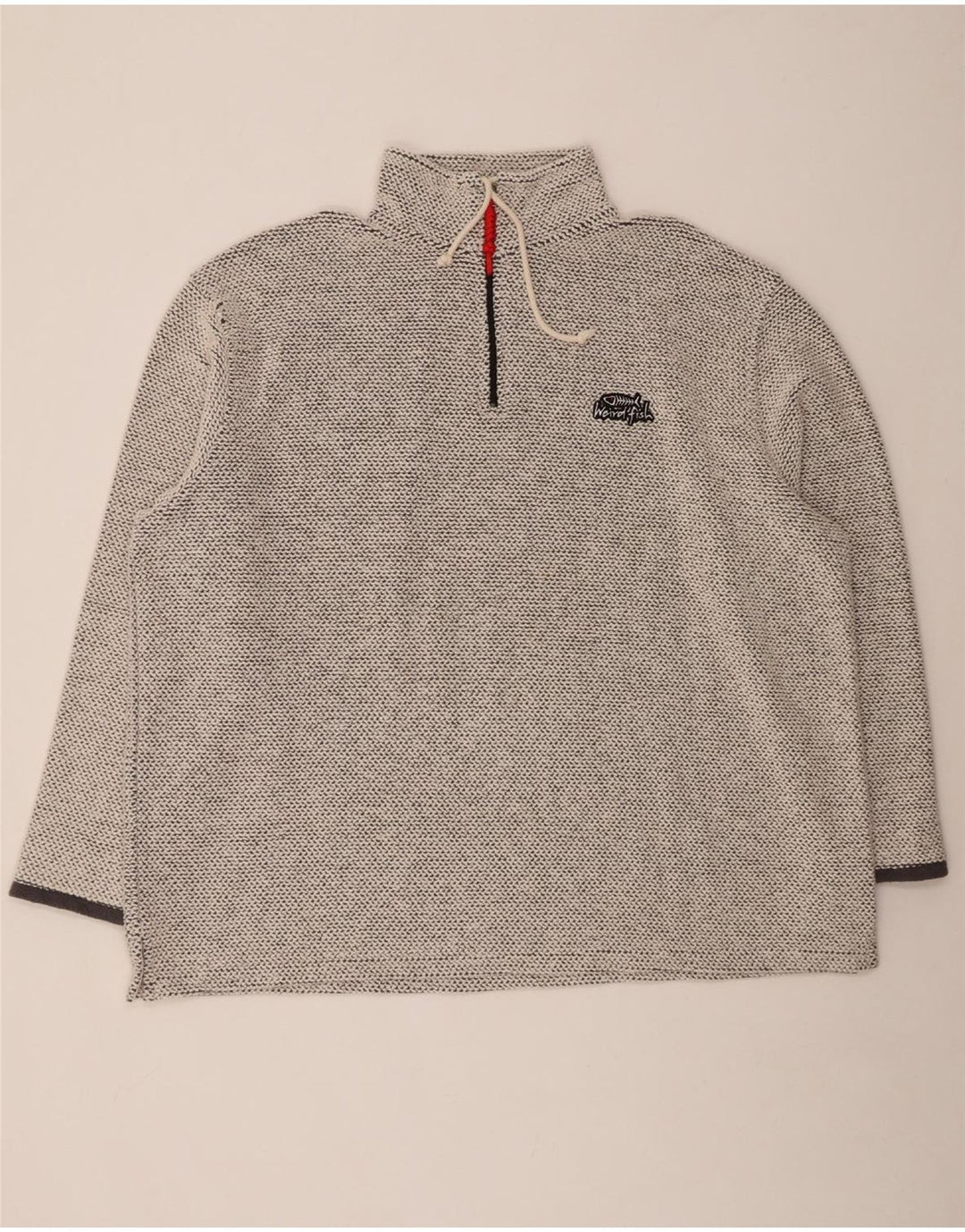 WEIRD FISH Mens Zip Neck Sweatshirt Jumper 3XL Grey Cotton