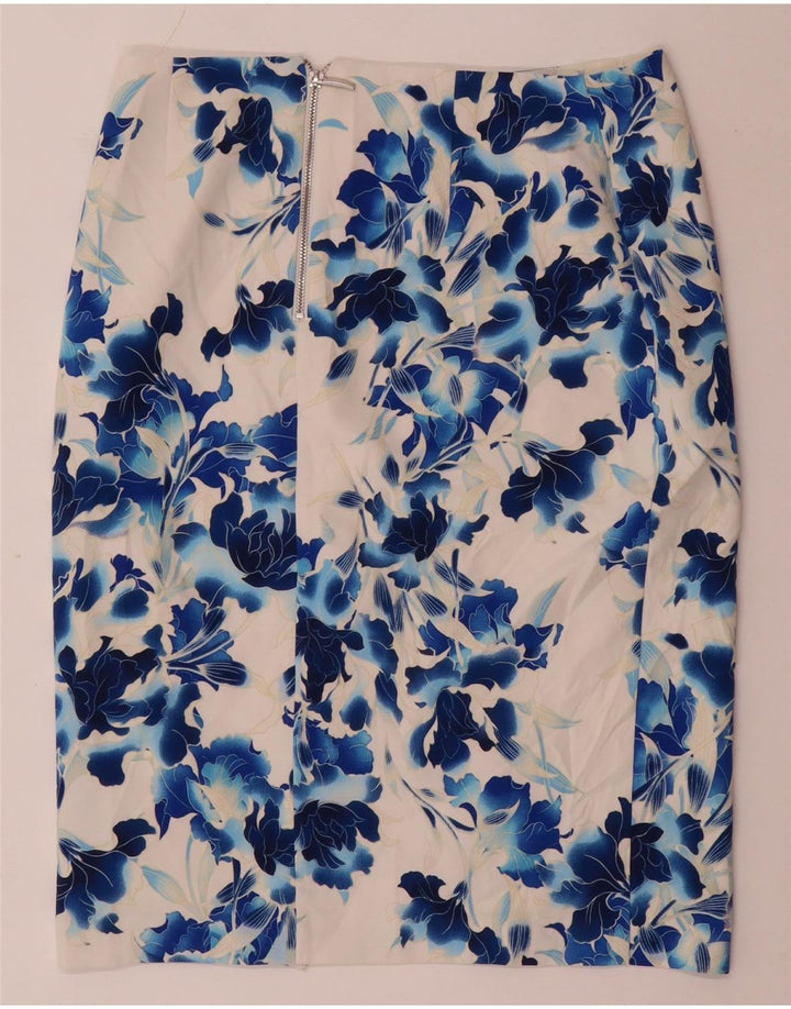 Oasis Womens Pencil Skirt UK 12 Medium W32  White Floral Polyester