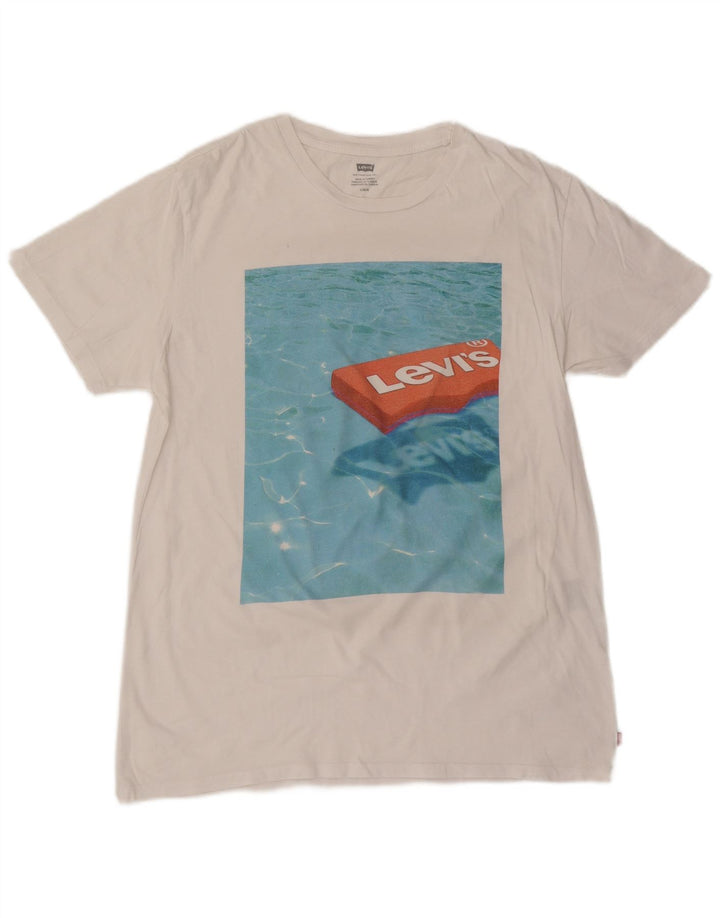 LEVI'S Womens Graphic T-Shirt Top UK 16 Large White
