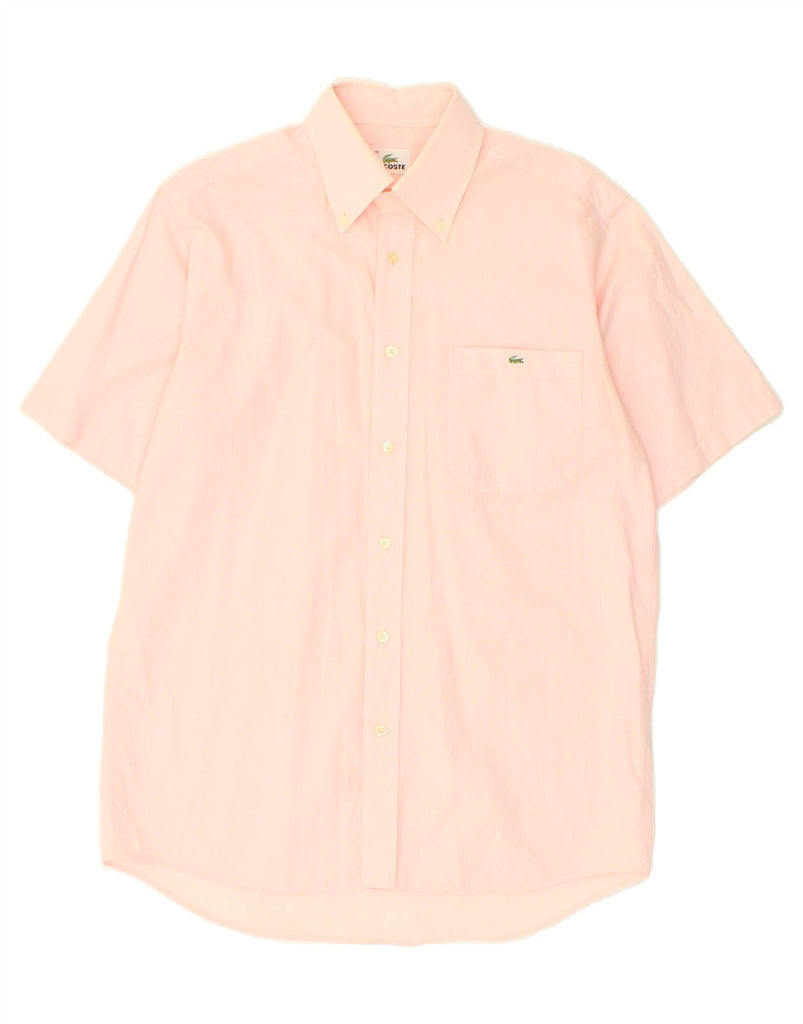 LACOSTE Mens Short Sleeve Shirt Size 40 Medium Pink Cotton | Vintage Lacoste | Thrift | Second-Hand Lacoste | Used Clothing | Messina Hembry 