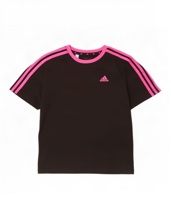 Adidas Girls T-Shirt Top 9-10 Years Black Cotton