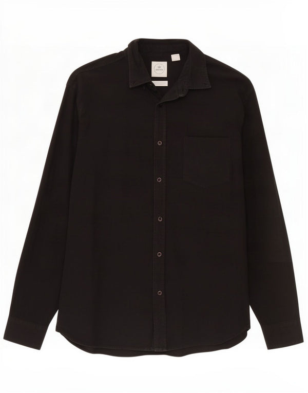 Dockers Mens Standard Fit Shirt Medium Black Cotton