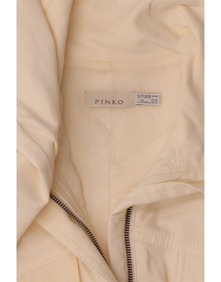 PINKO Womens Military Jacket UK 10 Small Off White Polyamide