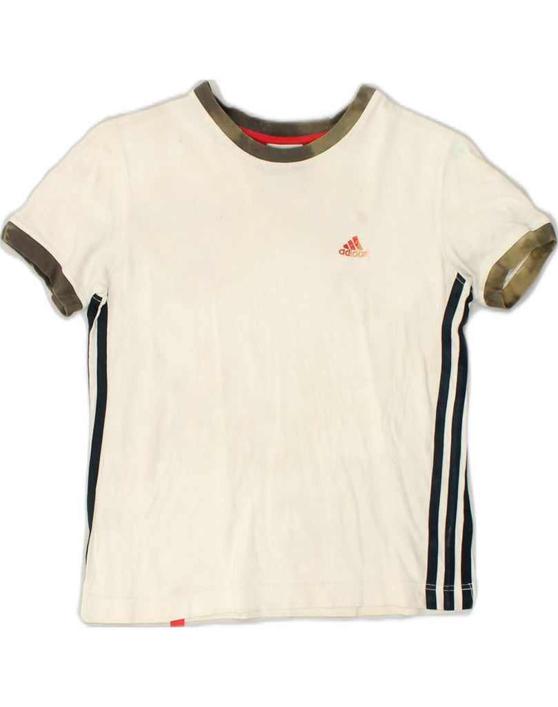 ADIDAS Boys T-Shirt Top 9-10 Years Off White Cotton | Vintage Adidas | Thrift | Second-Hand Adidas | Used Clothing | Messina Hembry 