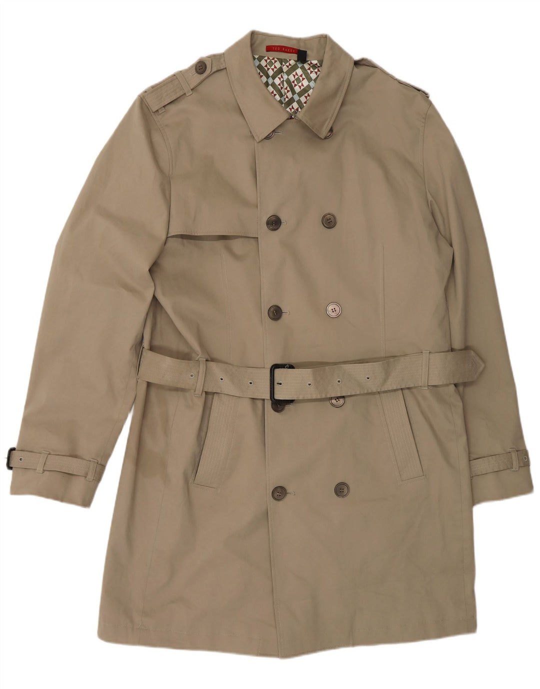 TED BAKER Mens Trench Coat EU 44 XS Beige Cotton