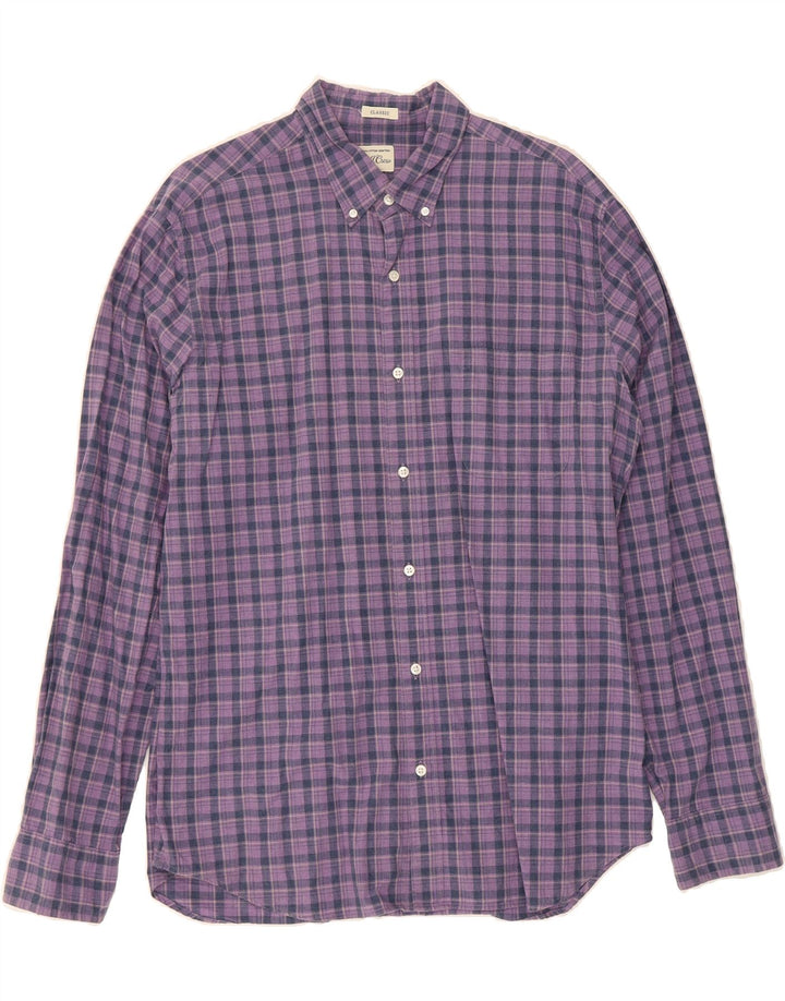J. CREW Mens Classic Fit Shirt Large Purple Check Cotton Vintage J. Crew and Second-Hand J. Crew from Messina Hembry 