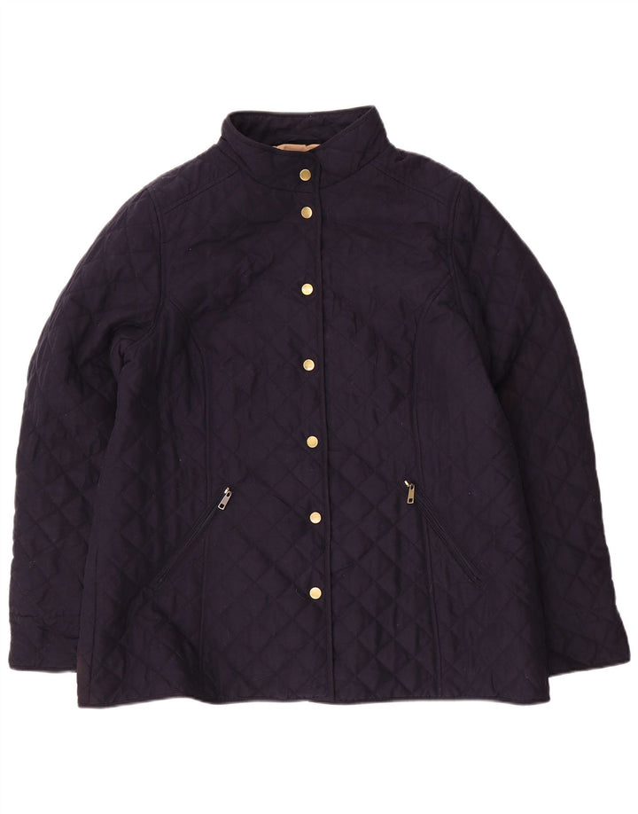 CLASSIC Womens Quilted Jacket UK 18 XL Navy Blue Polyester