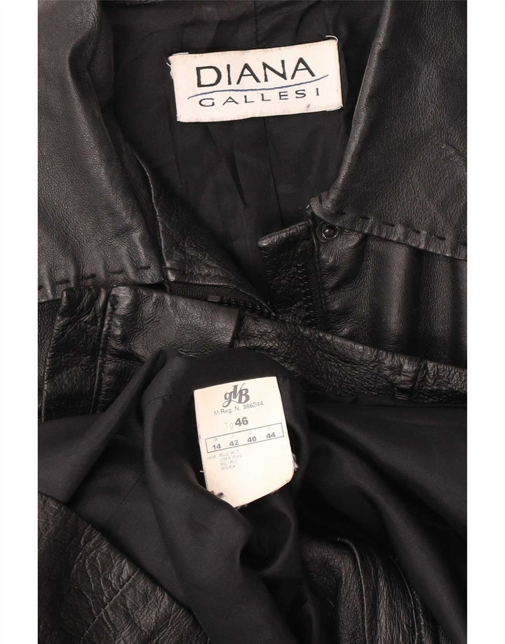 Diana Gallesi Womens Leather Jacket UK 14 Large Black