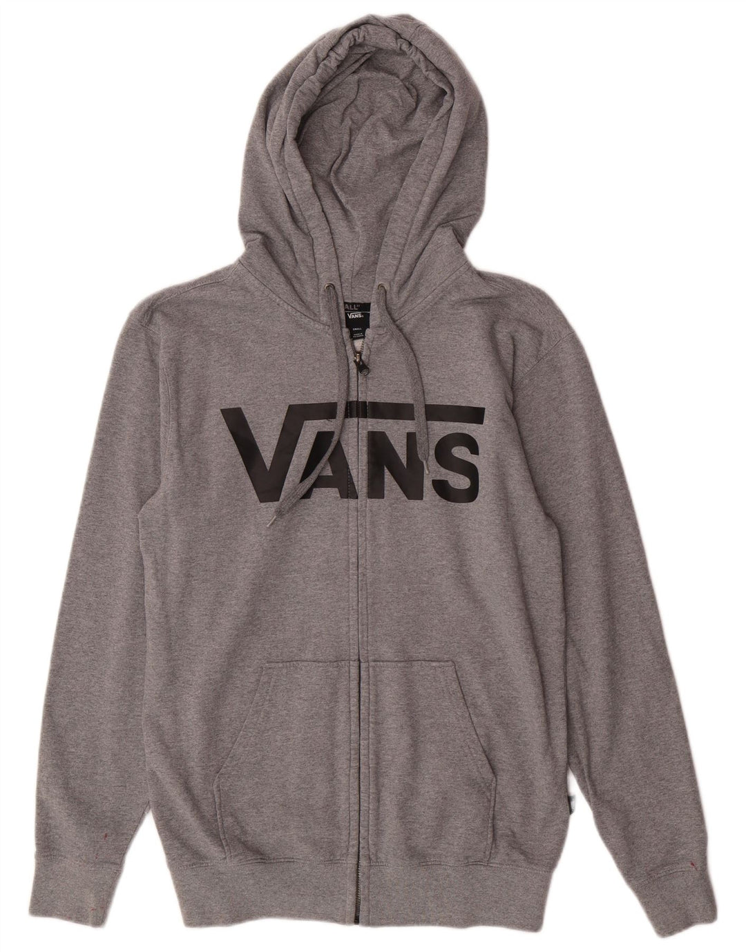 Vans Mens Graphic Zip Hoodie Sweater Small Grey Cotton