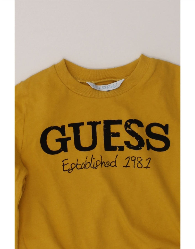 GUESS Baby Girls Graphic Top Long Sleeve 18-24 Months Yellow Cotton | Vintage Guess | Thrift | Second-Hand Guess | Used Clothing | Messina Hembry 