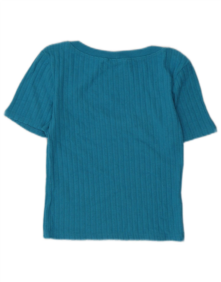 Zara Womens Crop T-Shirt Top UK 8 Small Blue Viscose