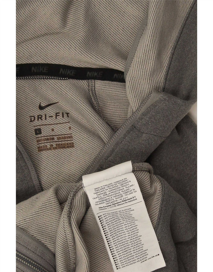 Nike Womens Dri Fit Zip Hoodie Sweater UK 14 Large Grey Polyester