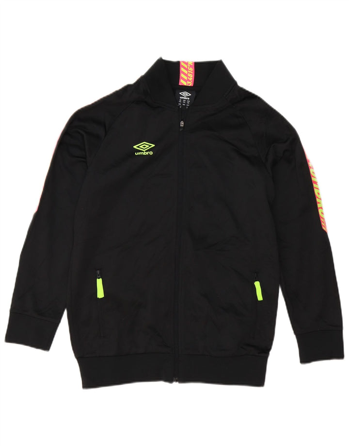 Umbro Boys Graphic Tracksuit Top Jacket 12-13 Years XL Black Polyester