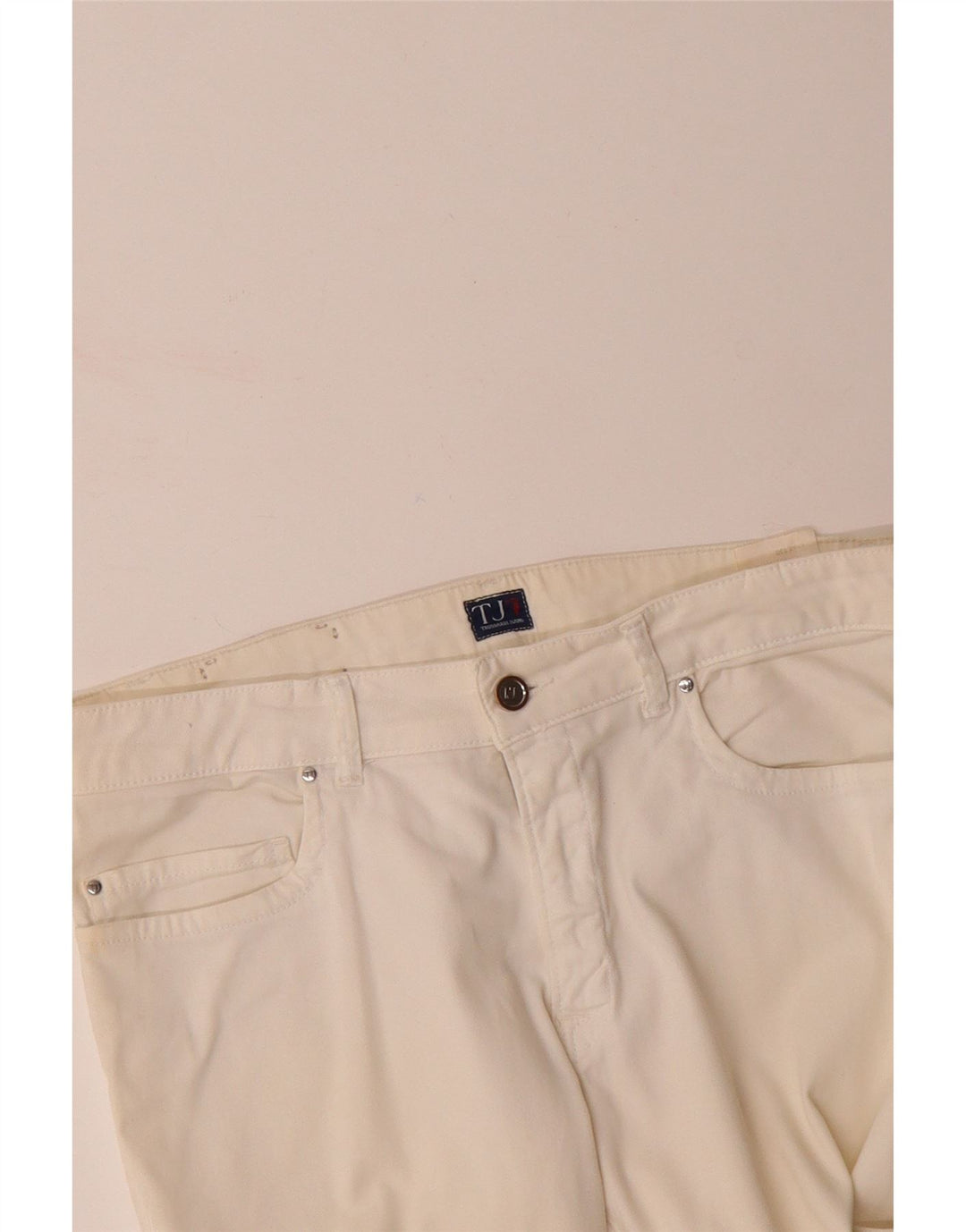 TRUSSARDI Womens Straight Casual Trousers W32 L29 Off White Cotton