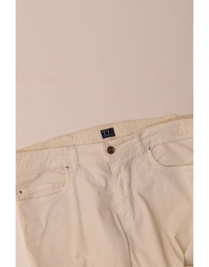 TRUSSARDI Womens Straight Casual Trousers W32 L29 Off White Cotton