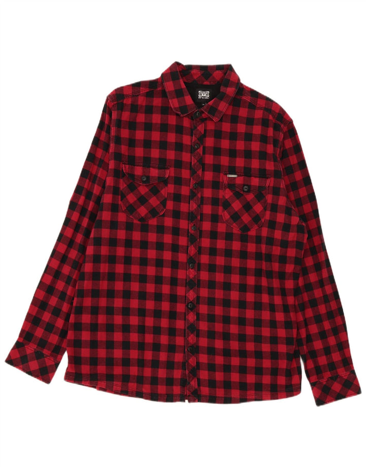 Animal Mens Flannel Shirt XL Red Gingham Cotton