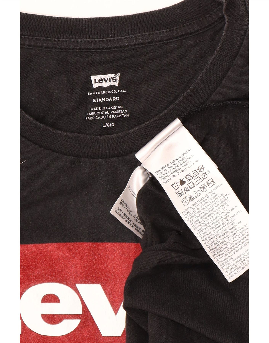 Levi's Mens Standard Fit Graphic Top Long Sleeve Large Black Cotton