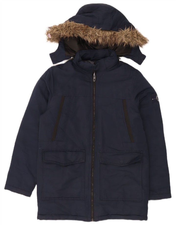 Jack & Jones Boys Hooded Padded Coat 13-14 Years Navy Blue Polyester