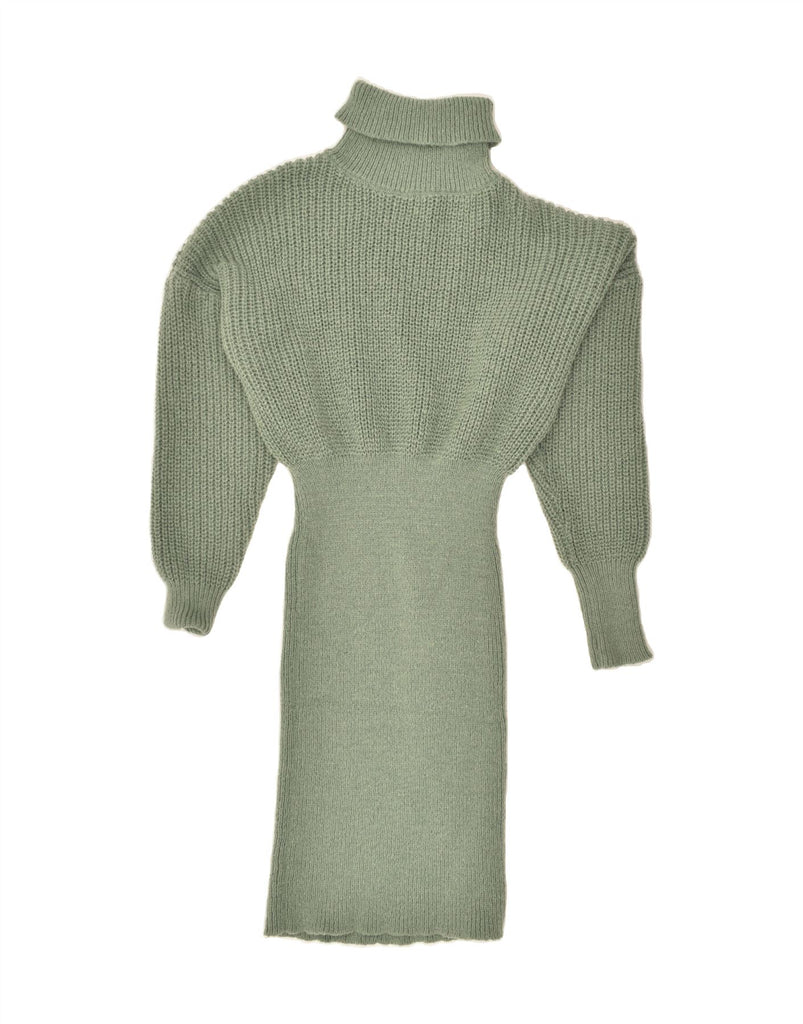 SHEIN Womens Roll Neck Jumper Dress UK 14 Medium Green | Vintage Shein | Thrift | Second-Hand Shein | Used Clothing | Messina Hembry 