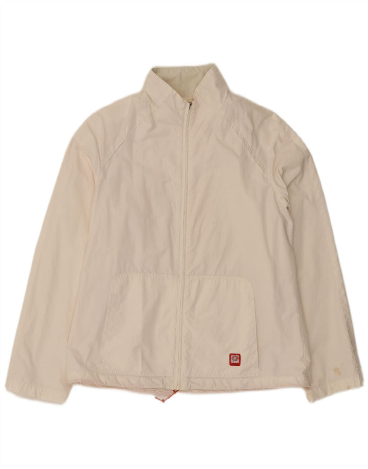 Sergio Tacchini Womens Windbreaker Jacket UK 14 Medium White Cotton