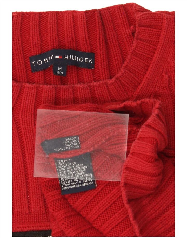 TOMMY HILFIGER Womens Graphic Crew Neck Jumper Sweater UK 14 Medium Red