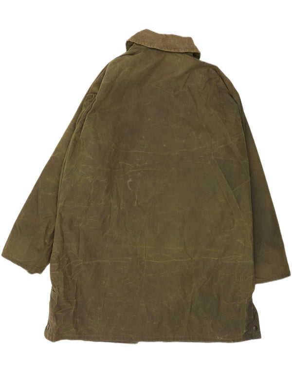 Vintage Mens Country Wear Waxed Cotton Overcoat UK 42 XL Khaki