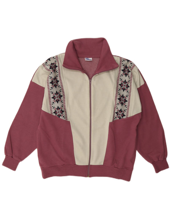 Vintage Womens Cardigan Sweater UK 18 XL Burgundy Colourblock Acrylic