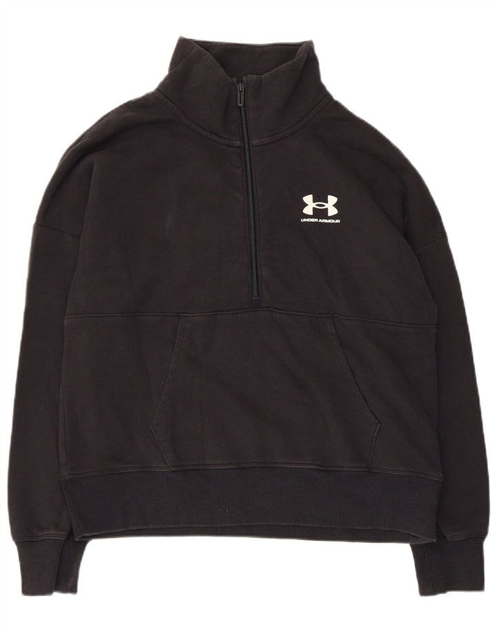Under Armour Womens Oversized Zip Neck Sweatshirt Jumper UK 10 Small Black