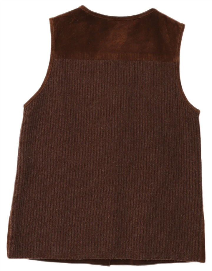 Esprit Womens Suede Gilet UK 14 Medium Brown Leather