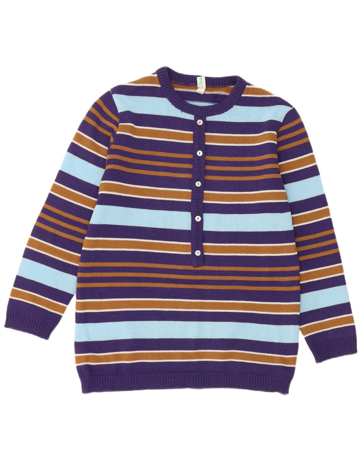 Vintage Womens Crew Neck Jumper Sweater IT 42 Medium Purple Striped