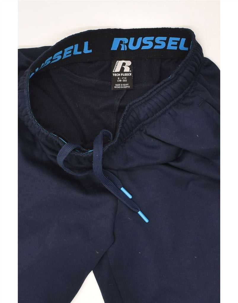 RUSSELL ATHLETIC Mens Tracksuit Trousers Small Navy Blue Polyester | Vintage Russell Athletic | Thrift | Second-Hand Russell Athletic | Used Clothing | Messina Hembry 