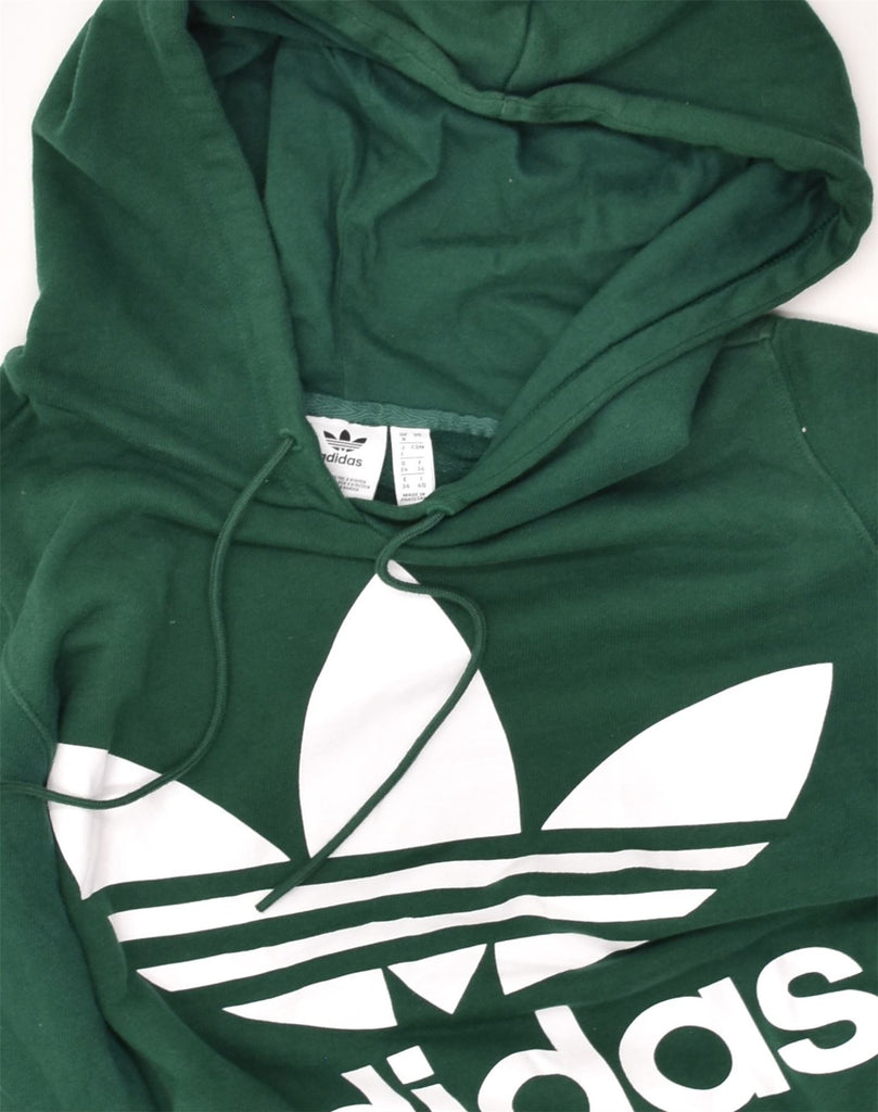 ADIDAS Womens Graphic Hoodie Jumper UK 8 Small Green Cotton | Vintage Adidas | Thrift | Second-Hand Adidas | Used Clothing | Messina Hembry 