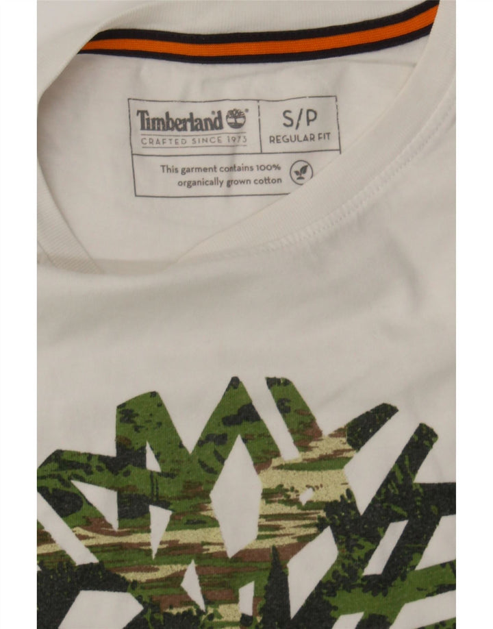 TIMBERLAND Mens Regular Fit Graphic T-Shirt Top Small White Cotton Vintage Timberland and Second-Hand Timberland from Messina Hembry 