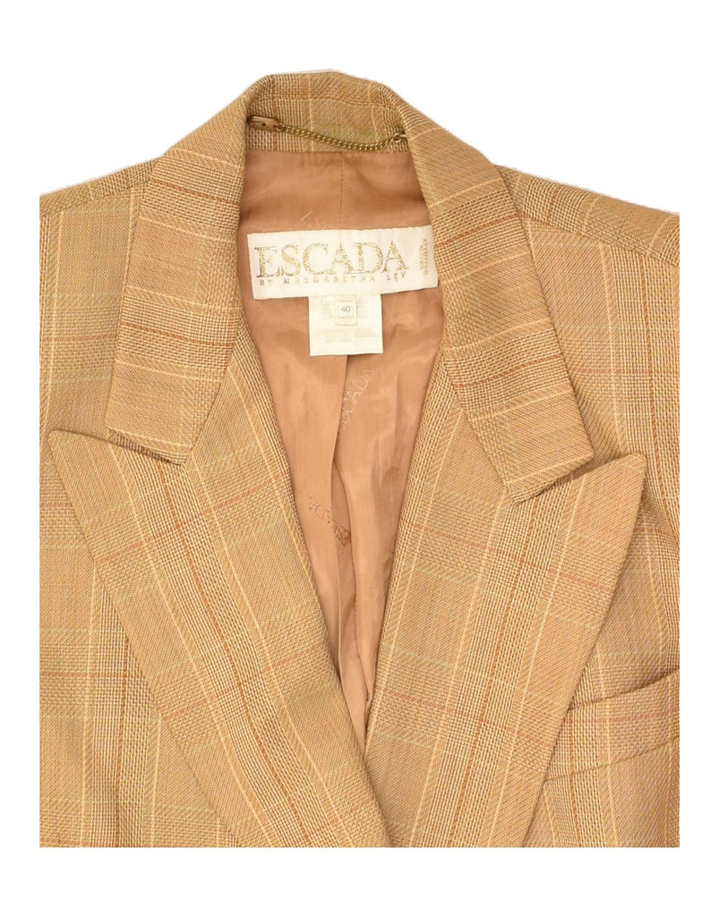 ESCADA Womens Double Breasted Blazer Jacket EU 40 Medium Beige Check Wool | Vintage Escada | Thrift | Second-Hand Escada | Used Clothing | Messina Hembry 