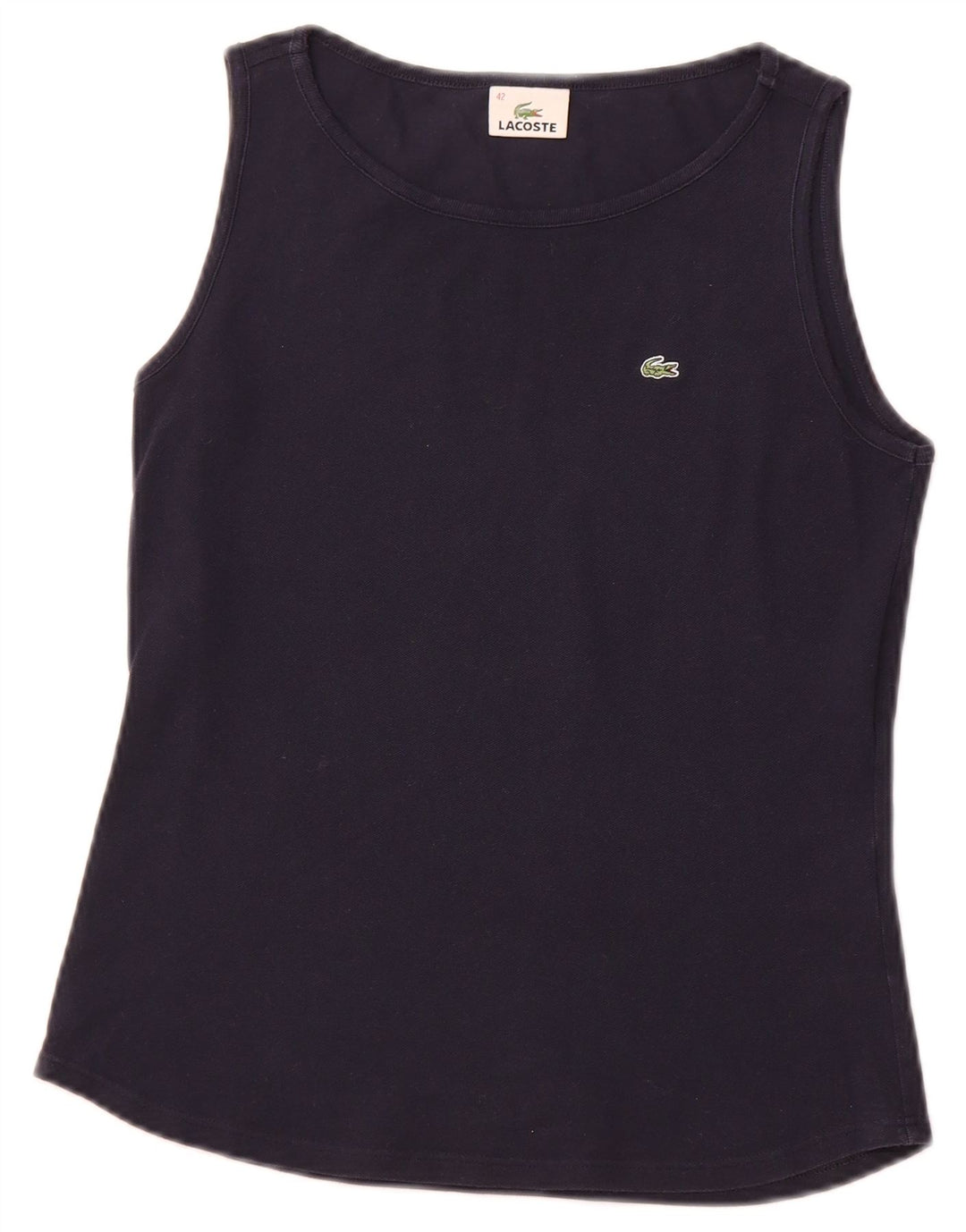 LACOSTE Womens Vest Top Size 42 Large Navy Blue Cotton