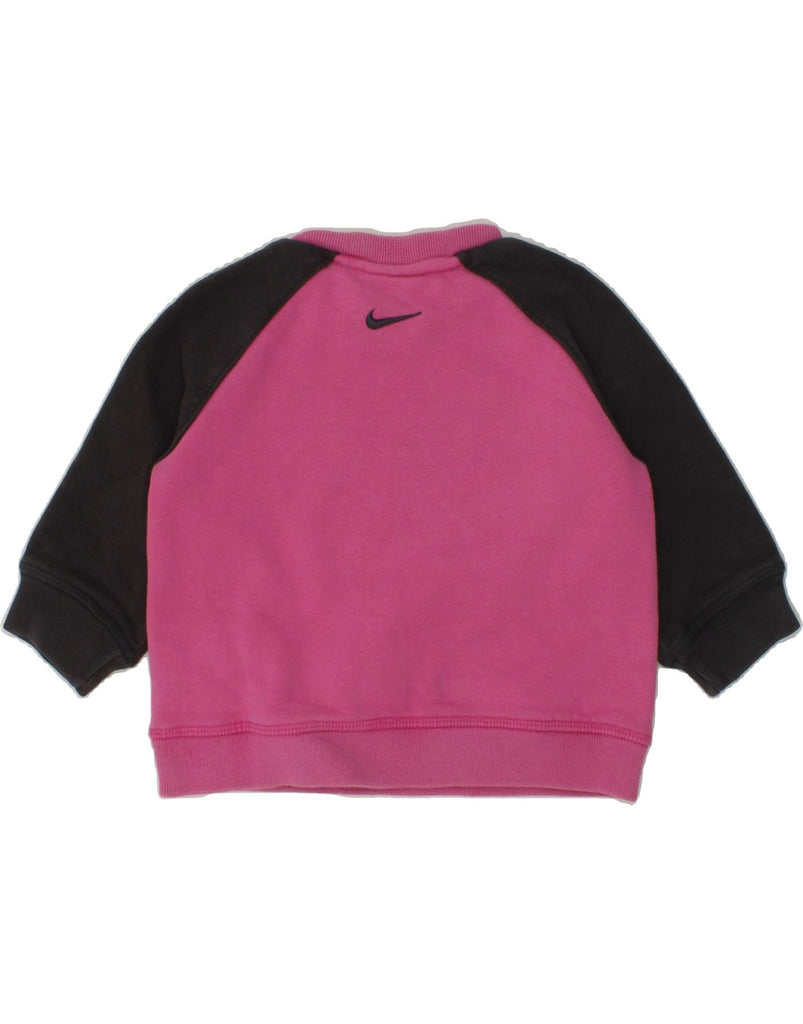 NIKE Baby Girls Graphic Sweatshirt Jumper 9-12 Months Pink Colourblock | Vintage Nike | Thrift | Second-Hand Nike | Used Clothing | Messina Hembry 