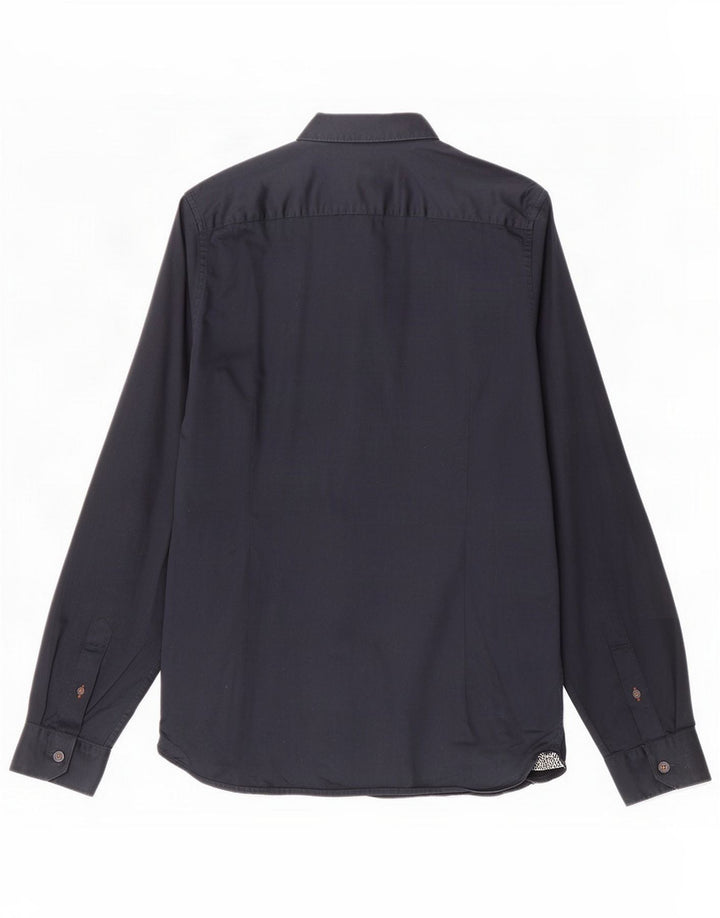 Ted Baker Mens Shirt Size 4 Large Navy Blue Cotton