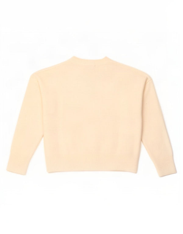 Zara Womens Oversized Crew Neck Jumper Sweater UK 10 Small Off White
