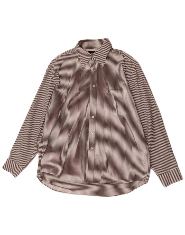 Fila Mens Shirt XL Brown Pinstripe Cotton