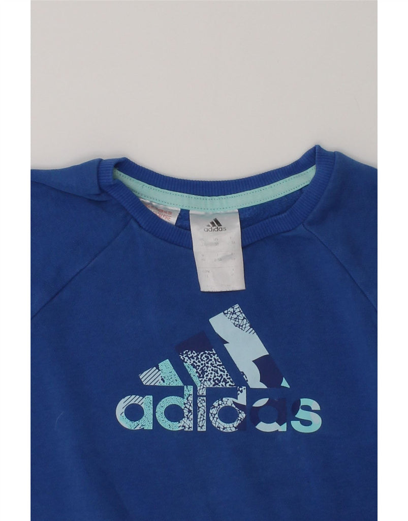 ADIDAS Boys Graphic Sweatshirt Jumper 2-3 Years Blue Cotton | Vintage Adidas | Thrift | Second-Hand Adidas | Used Clothing | Messina Hembry 