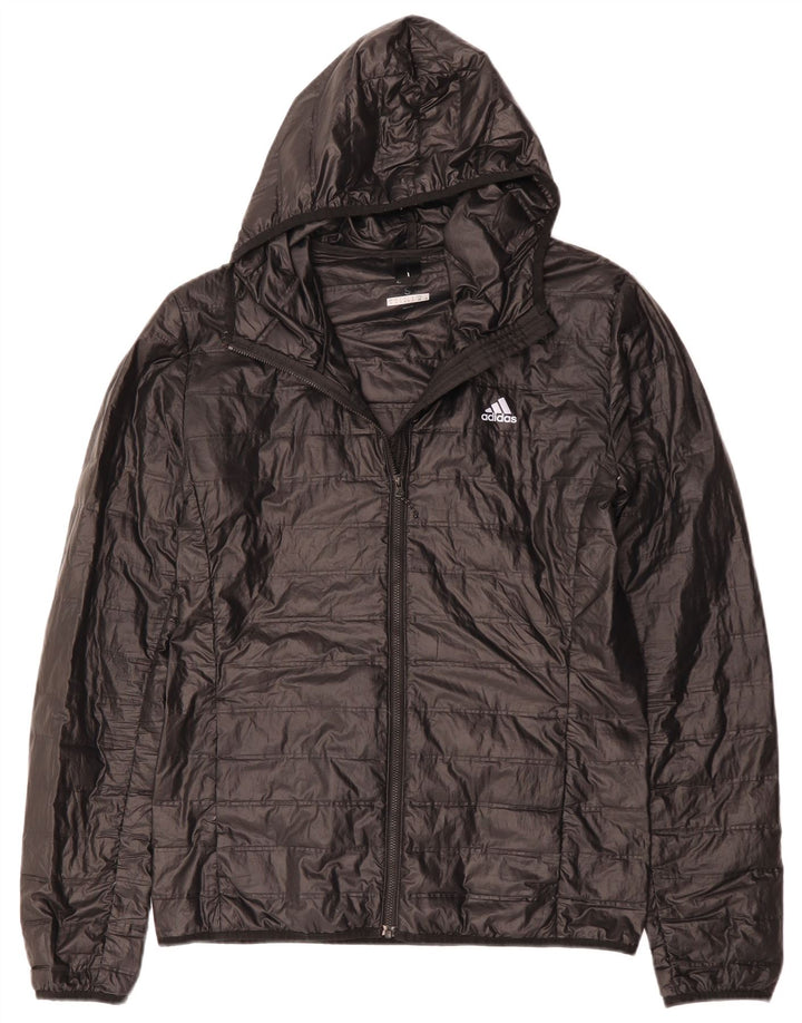 Adidas Mens Hooded Bomber Jacket UK 36 Small Black Polyester