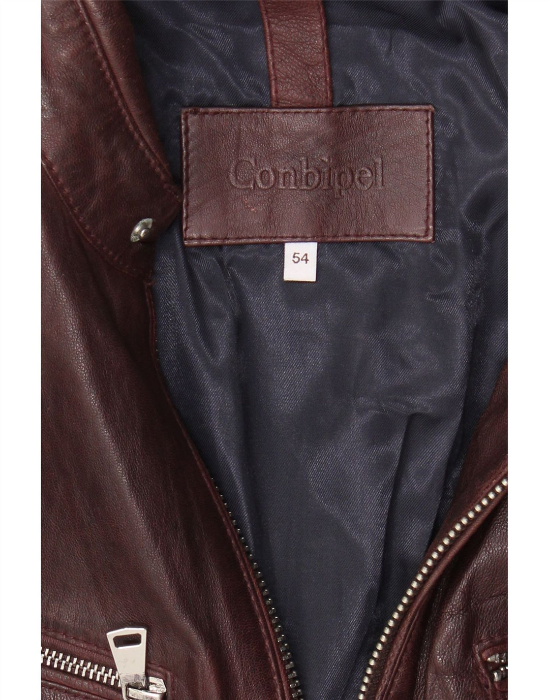 CONBIPEL Womens Leather Jacket IT 54 3XL Burgundy Leather Biker