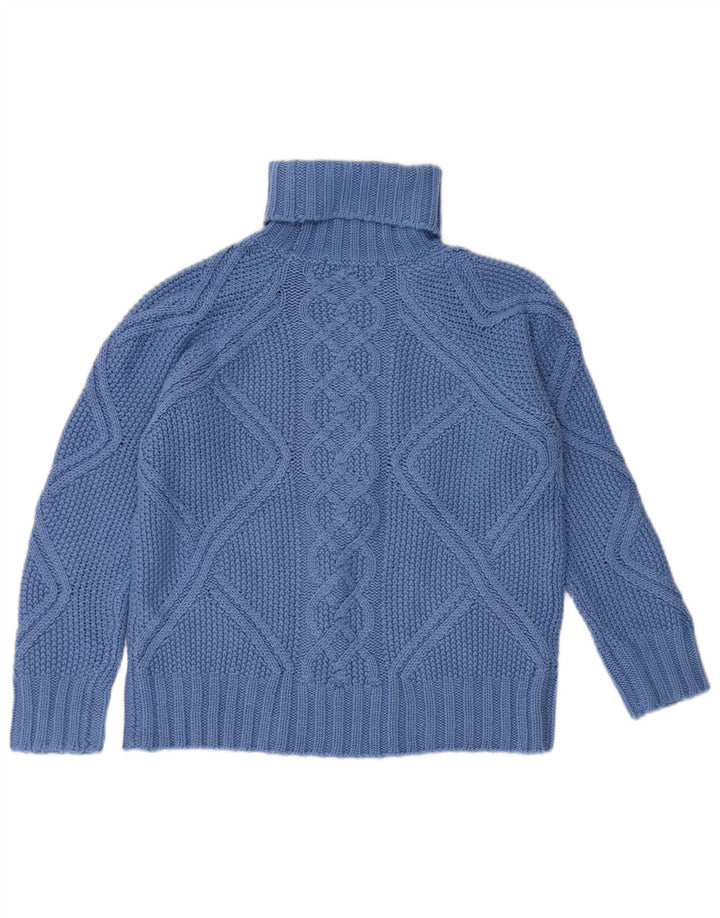 OASIS Womens Oversized Roll Neck Jumper Sweater UK 6 XS Blue Acrylic