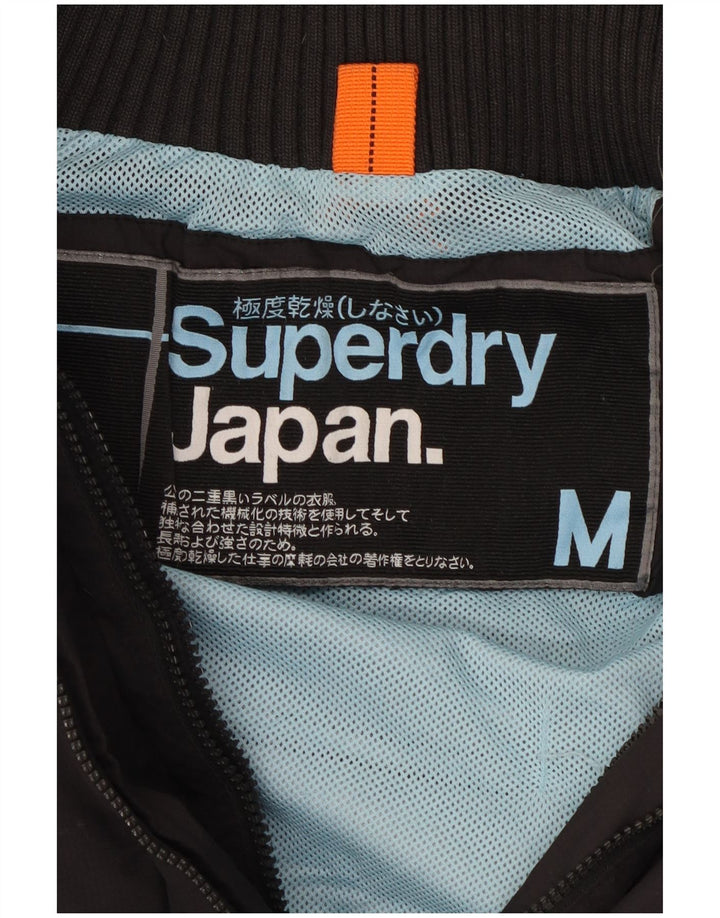 Superdry Womens Graphic Rain Jacket UK 14 Medium Black Nylon