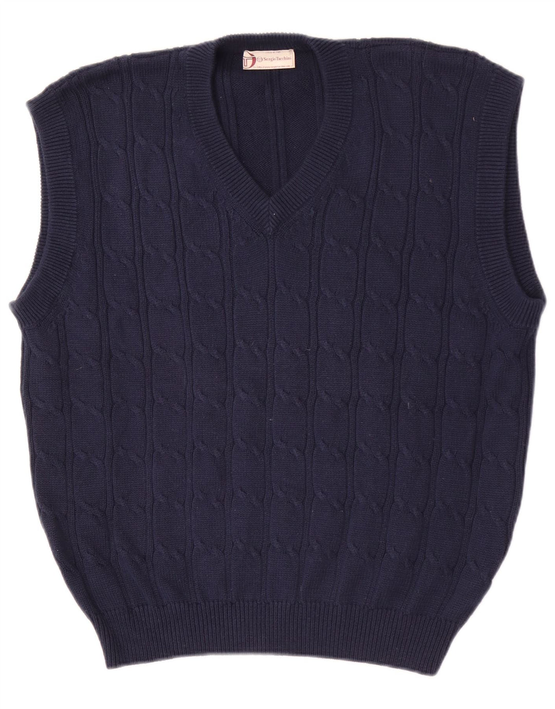 Sergio Tacchini Mens Vest Tank Top Large Navy Blue Cotton