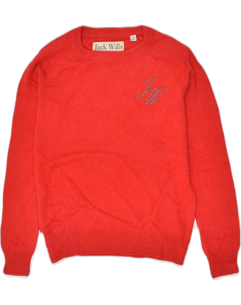 JACK WILLS Womens Crew Neck Jumper Sweater UK 10 Small Red Viscose | Vintage Jack Wills | Thrift | Second-Hand Jack Wills | Used Clothing | Messina Hembry 