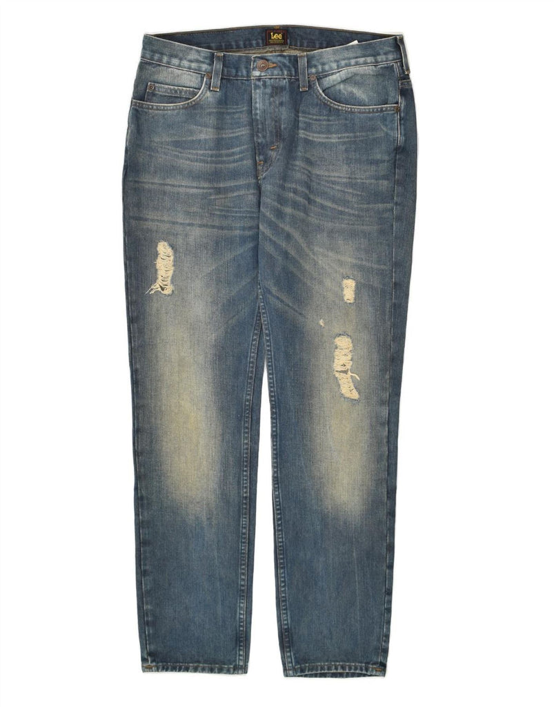 LEE Mens Distressed Skinny Jeans W32 L29  Blue Cotton | Vintage Lee | Thrift | Second-Hand Lee | Used Clothing | Messina Hembry 