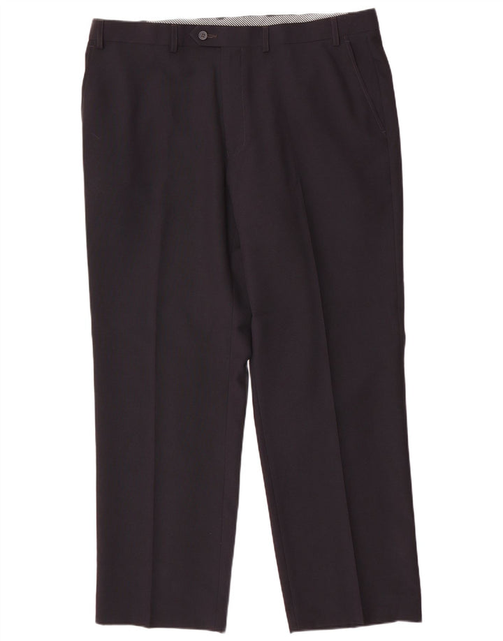 Marks & Spencer Mens Straight Suit Trousers W40 L31 Navy Blue Polyester