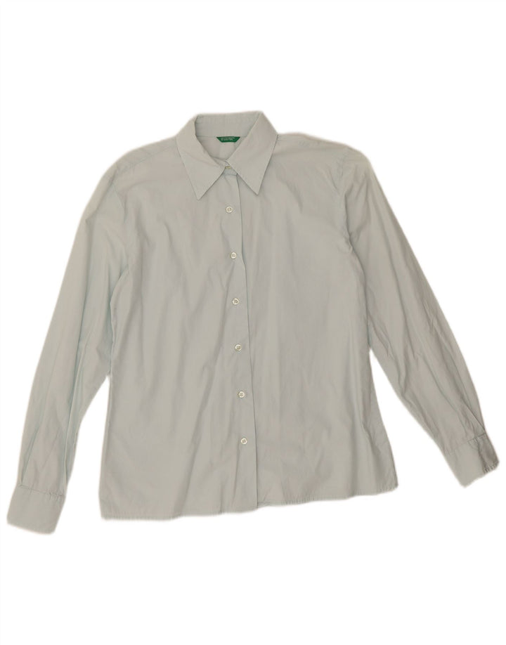 Benetton Womens Shirt UK 12 Medium Blue